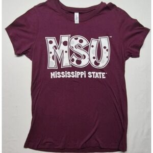 Mississippi State Bulldogs women's maroon "MSU" polka dot t-shirt XL 100% cotton